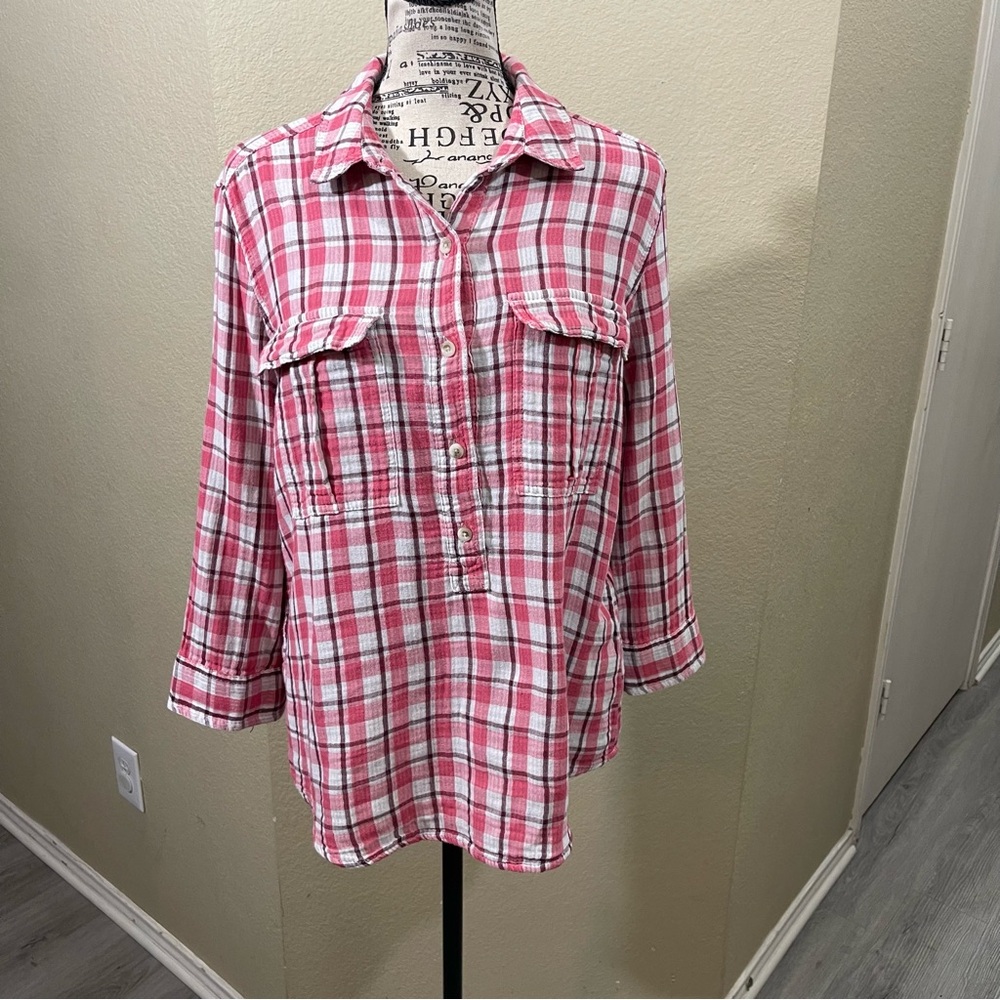 Caslon Pink and‎ White Plaid Shirt